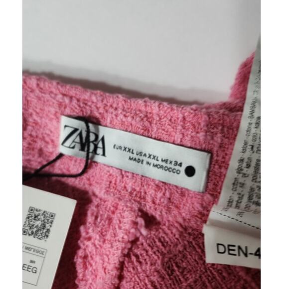 ZARA Barbie Pink Maxi Textured Flared Hem Tweed Skirt Blogger Fav Size XXL - Picture 9 of 9
